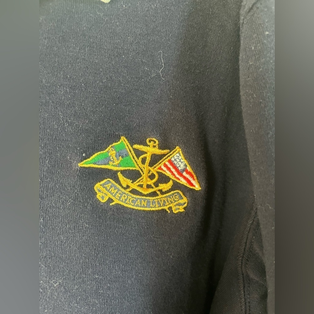WOMENS XL navy long sleeve Polo shirt embroidered crest old money preppy… - Picture 2 of 13